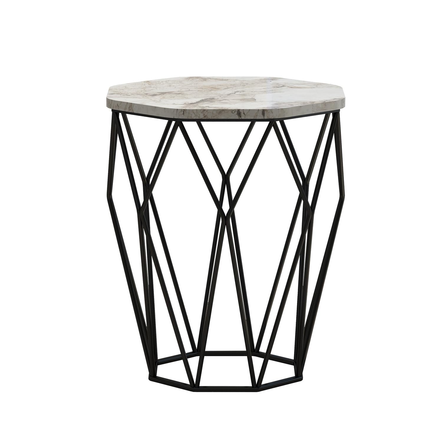 Hanah Home Nowoczesny stolik boczny z metalowymi nogami, antracyt i biały, 46 x 57 x 46 cm | 100% powłoka melaminowa, grubość 18 mm | stylowe i funkcjonalne wzornictwo