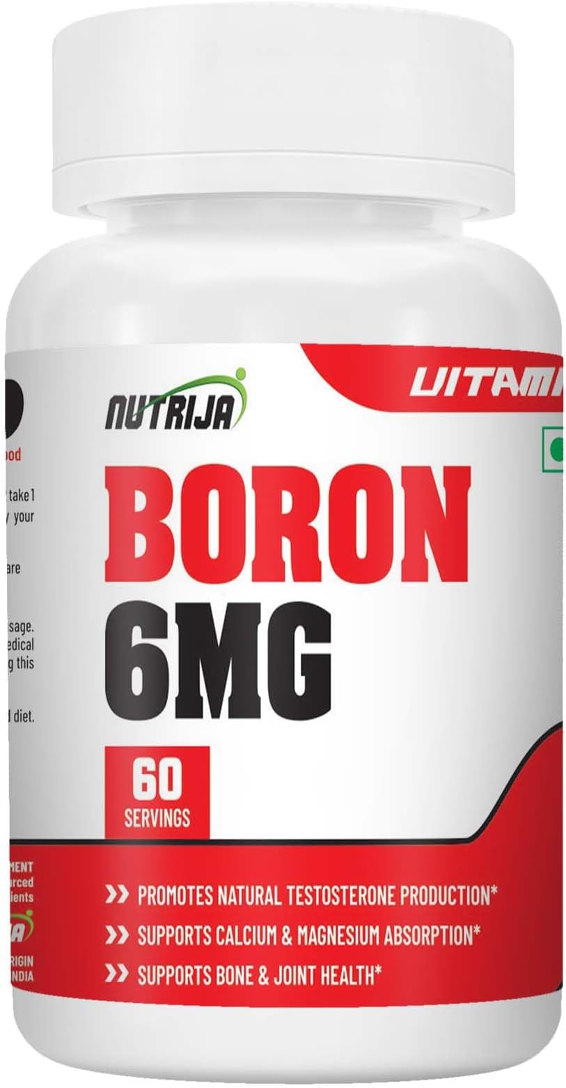 NutriJa Boron 6mg Capsules | Boron Citrate, Aspartate & Glycine Complex | Trace Mineral Supplement for Bone, Joint & Mineral Support | 60 Vegetarian Capsules