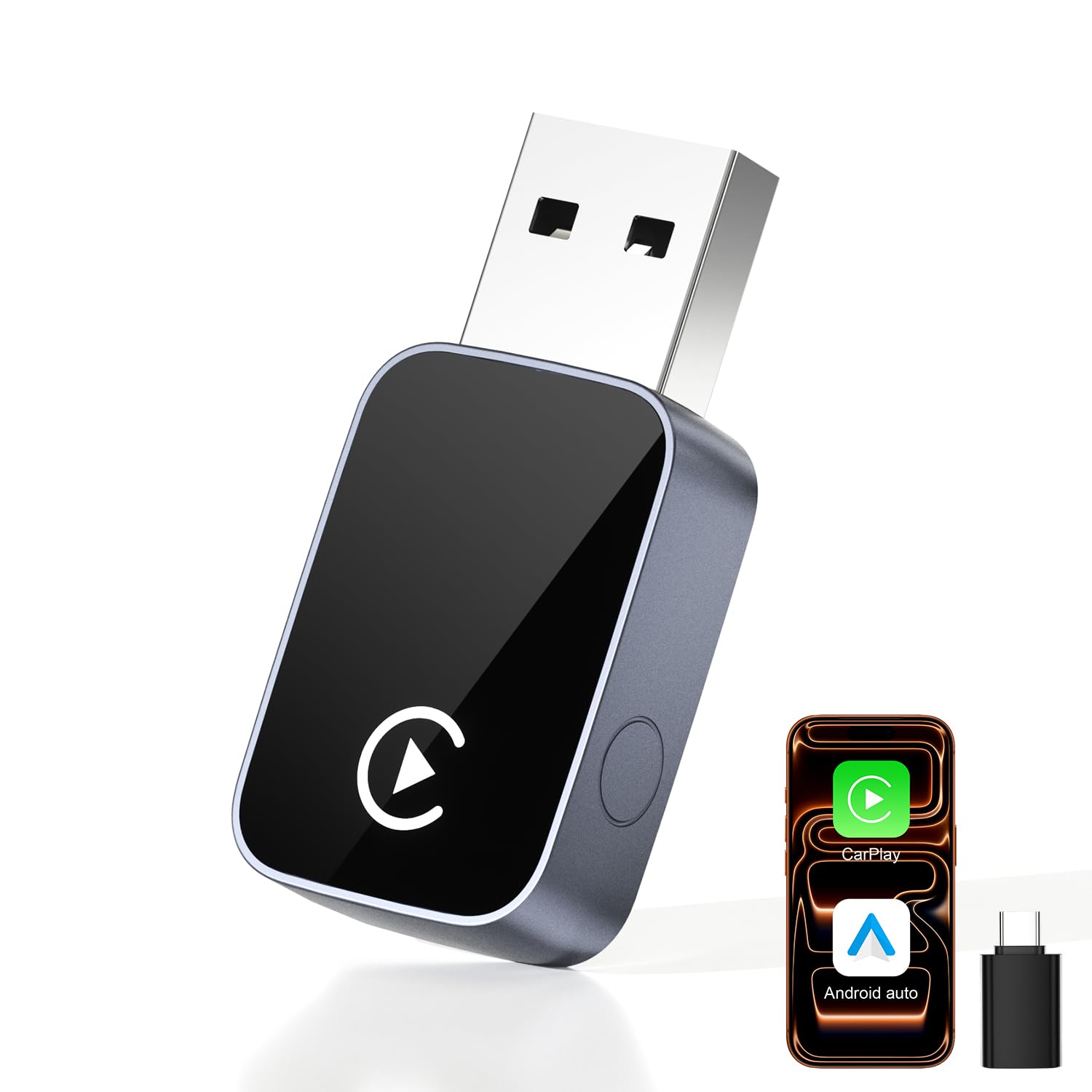 2-in-1 Wireless CarPlay & Android Auto Adapter Bluetooth 5.3 5GHz Wi-Fi No Audio Lag Auto Connect One-Click Switch Convert Wired to Wireless Plug & Play for iOS 10+ Android 11+ with USB A & Type-C-image-25
