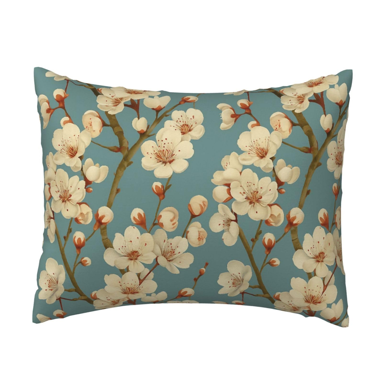 Watercolor Cherry Blossom Pillowcase Soft Plush with Zipper Decorative Pillowcovers 16x20 in