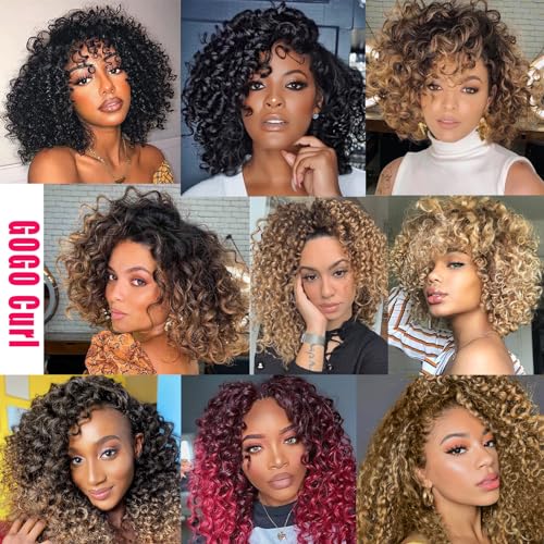 7 Packs GoGo Curl Crochet Hair 12 Inch Short Curly Crochet Hair for Women Deep Wave Beach Curl Crochet Braids Synthetic Braiding Hair Extensions(12 Inch, #27)