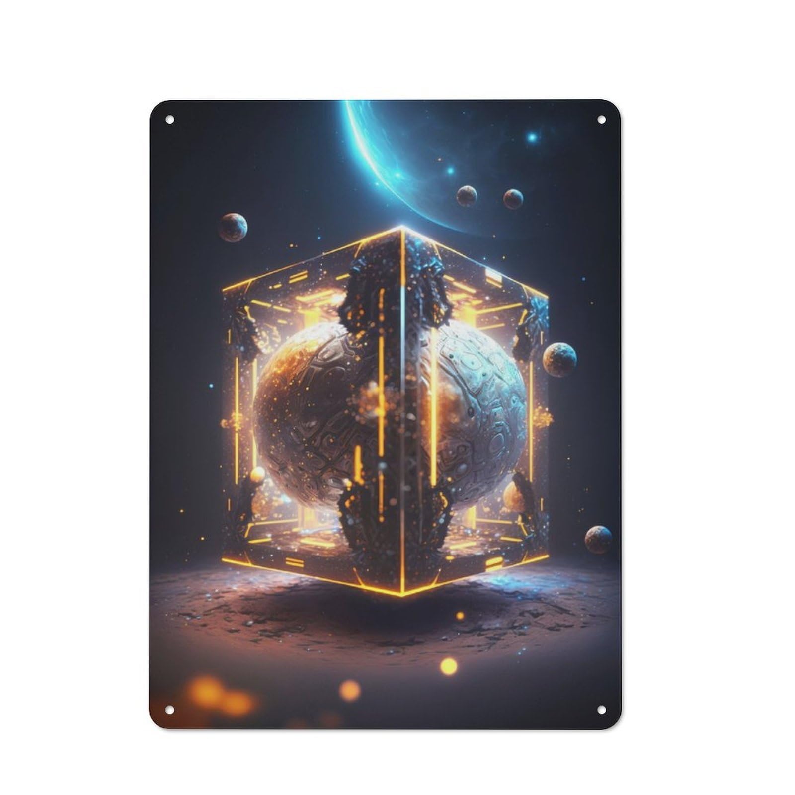 Junmoney Alien Technology Vintage Metal Plaque 40X30cm Featuring For Home Bar Wall, A Metal Wall Feature For Home Bars And Entertaining Spaces