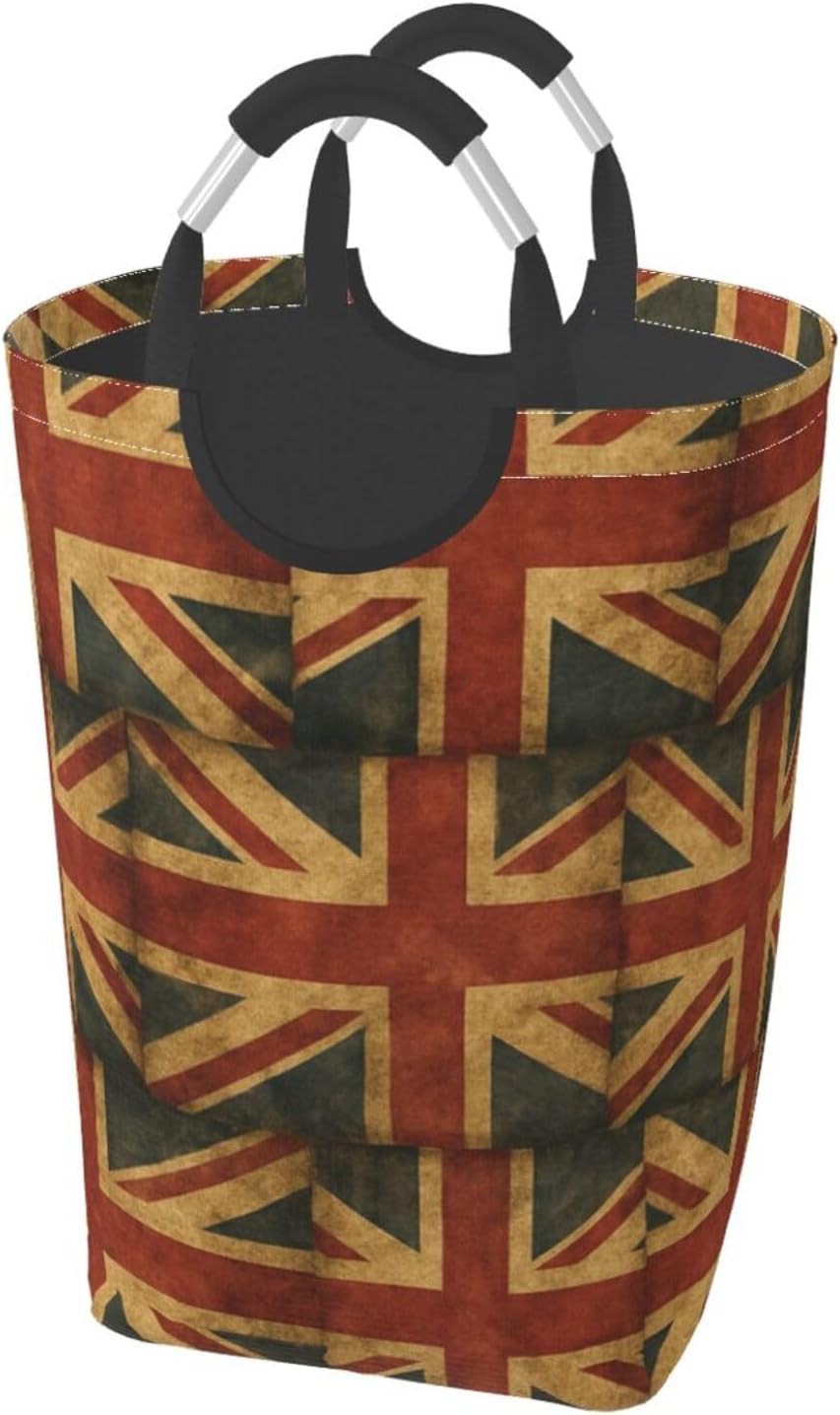 50l Laundry Basket Retro Uk British Flag Waterproof Laundry Hamper Foldable Clothes Laundry Bag With Handles