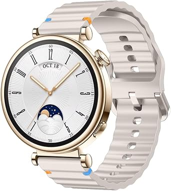 Sneezy Huawei Watch GT4 41mm  le Uyumlu Dalga Desenli Tokal  Yumusa  Soft Silikon Kordon