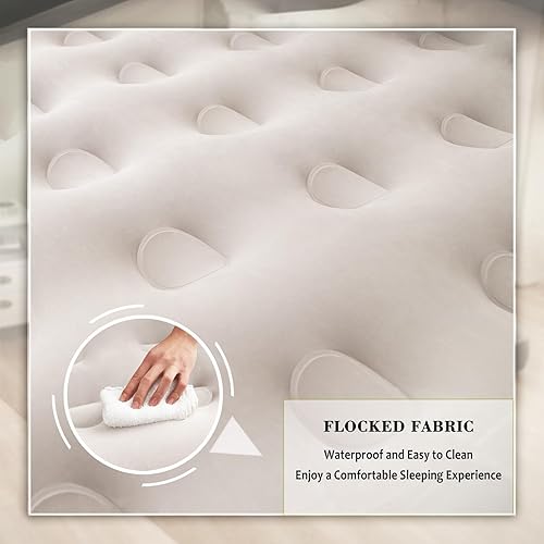 Miniatura 4 de RAPTAVIS Colchón inflable tamaño Queen con bomba y cabecero, colchón inflable para dormitorio durante la noche