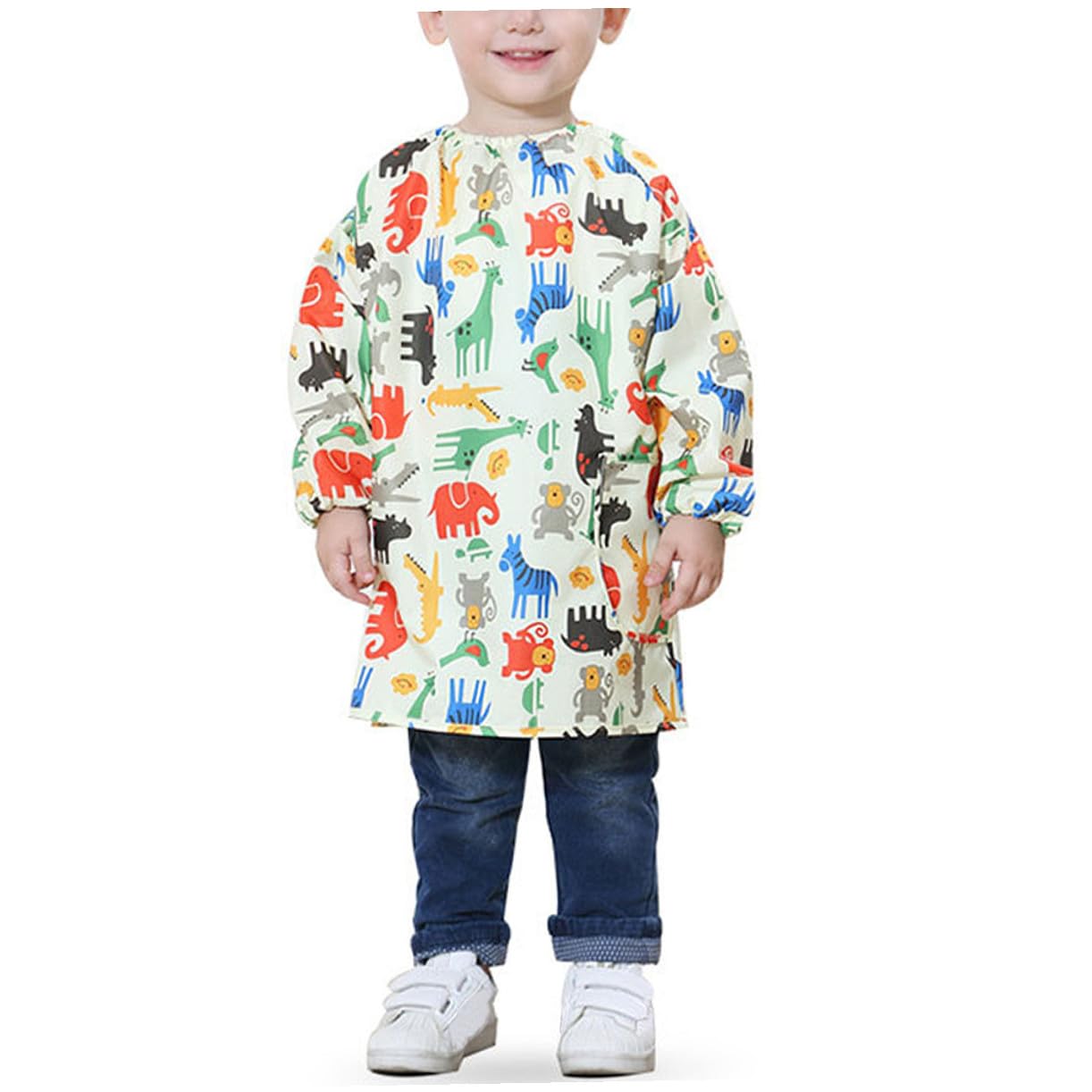 Delantal de Pintura Mangas Largas para Niños Amarillo Bata de Poliéster Reutilizable para Manualidades y Creatividad