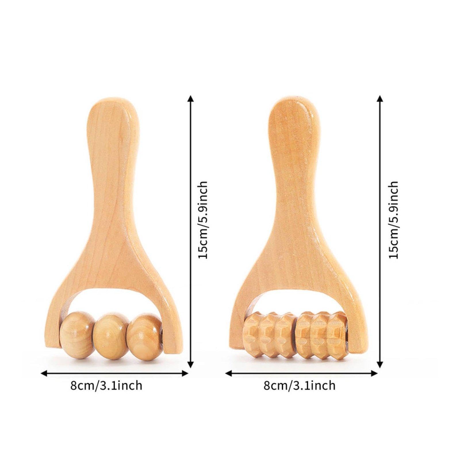 Rodillo Manual de Madera para Masaje Facial Y Corporal con Mango Antideslizante Y Textura Suave para Estimular La Piel Y Reducir La Hinchazón en, 4 piezas