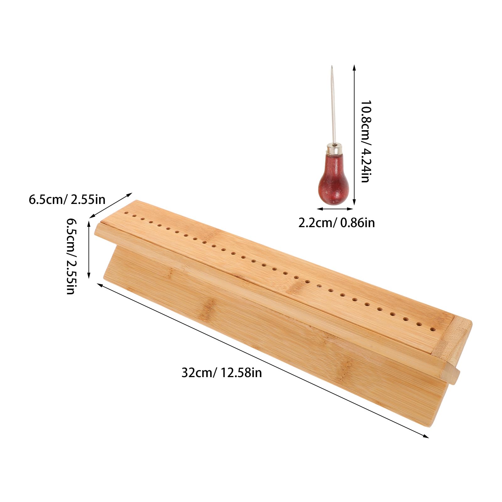 NUOBESTY Kit de Encuadernación de Madera con Cuna de Perforación de 32 Cm, Herramienta Portátil con Punzón para Agujeros Precisos en Libros y Manualidades, Accesorios para Bricolaje