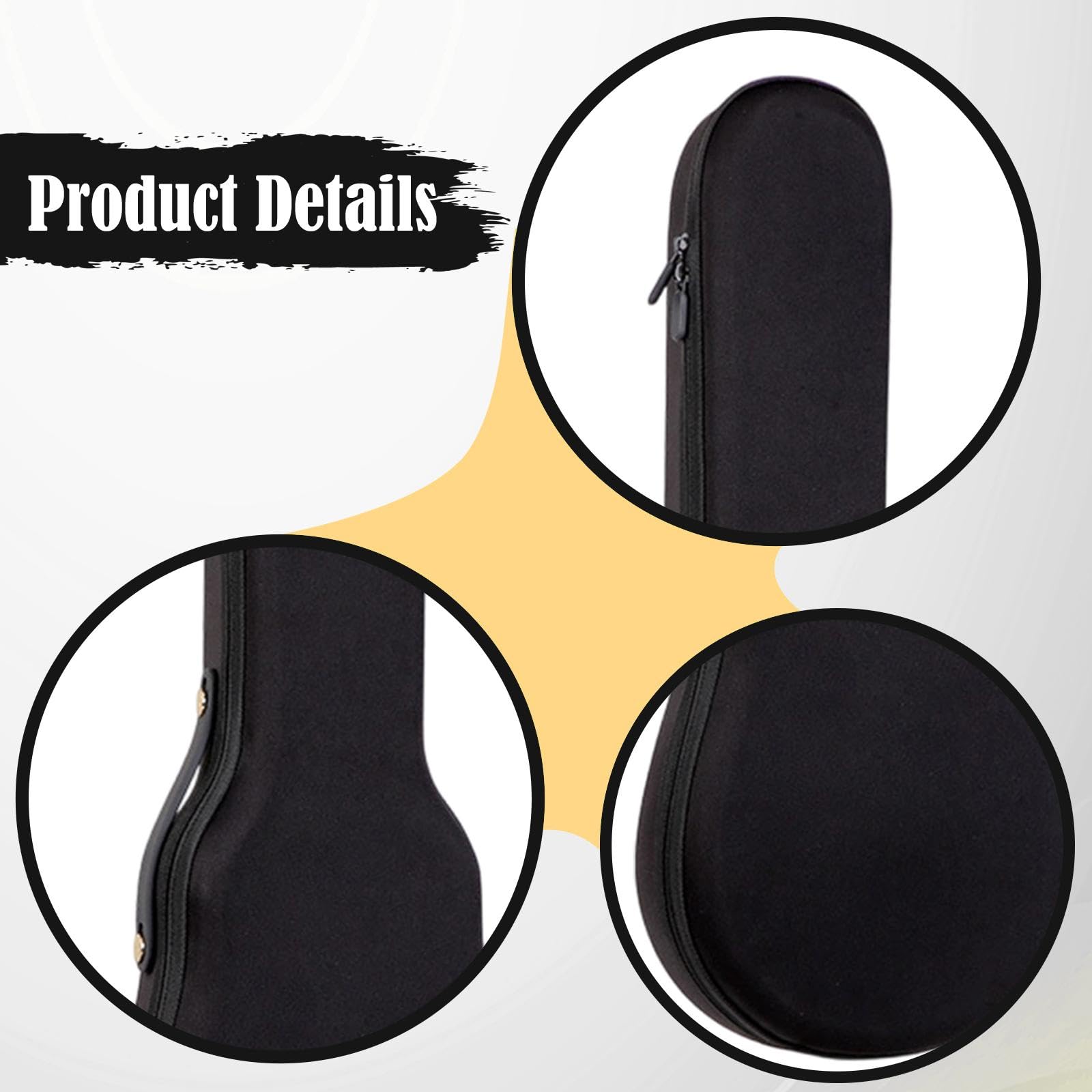 Ukulele Estuche de Transporte Impermeable con Espuma Gruesa Funda Segura Y Correa de Hombro Suave Adecuada para Familias Presentaciones Traslados, Negro