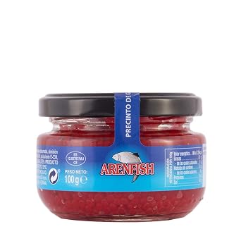 SHIKRAN Red Caviar Pearls by Eurocaviar Smoked Herring Roe, Gourmet Caviar & Ikura Alternative Heat-Stable, Kosher, Keto & Paleo Sushi, Poke Bowl & Canape Topping 3.52 oz 100 g