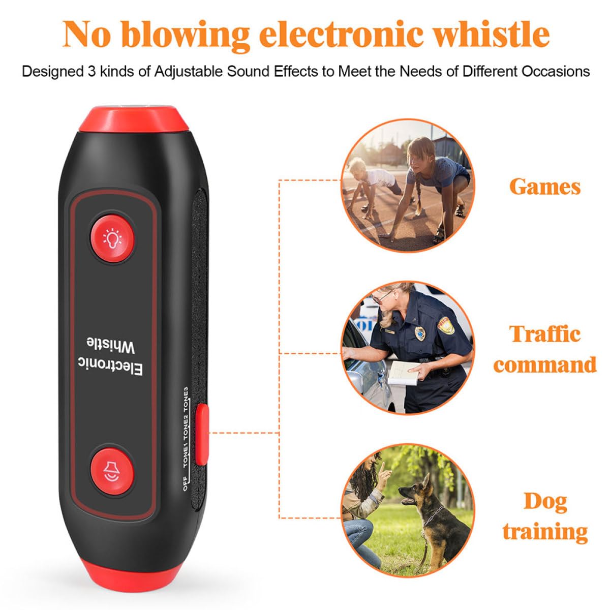 STOBAZA Fischietto Elettronico da Arbitro con Cordino e 3 Toni, Alta Potenza e Luce SOS, per Emergenze, Outdoor Camping e Decorazioni Scuola