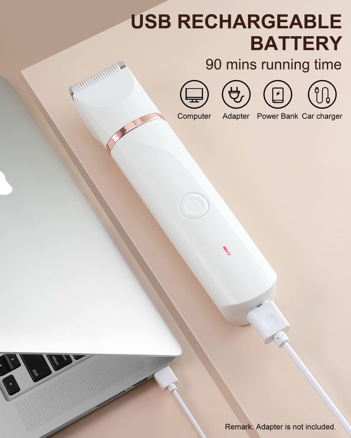Bikini Trimmer for Women,Electric Razors Shaver for Bikini Legs Pubic Hair,Rechargeable Ladies Bikini Hair Trimmer Removal with Snap-in Ceramic Blades,White