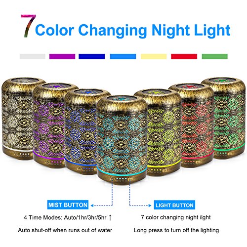 Salking-Diffuseur-Huiles-Essentielles-260ml-Humidificateur-dair-Ultrasonique-Brume-Fraiche-Arome-Parfum-Electrique-avec-7-Couleurs-Changeantes-Arret-Automatique-pour-ChambreSalonSpaYogaMassage