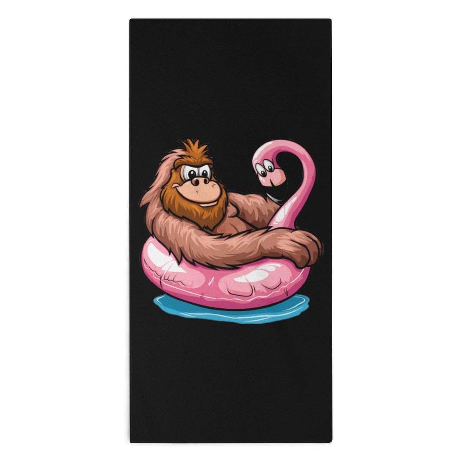 TXFBTRFSA Bigfoot Sasquatch Pool Party Flamingo Hand Towels for Adult Face Towel Bath Beach Swim Accessories