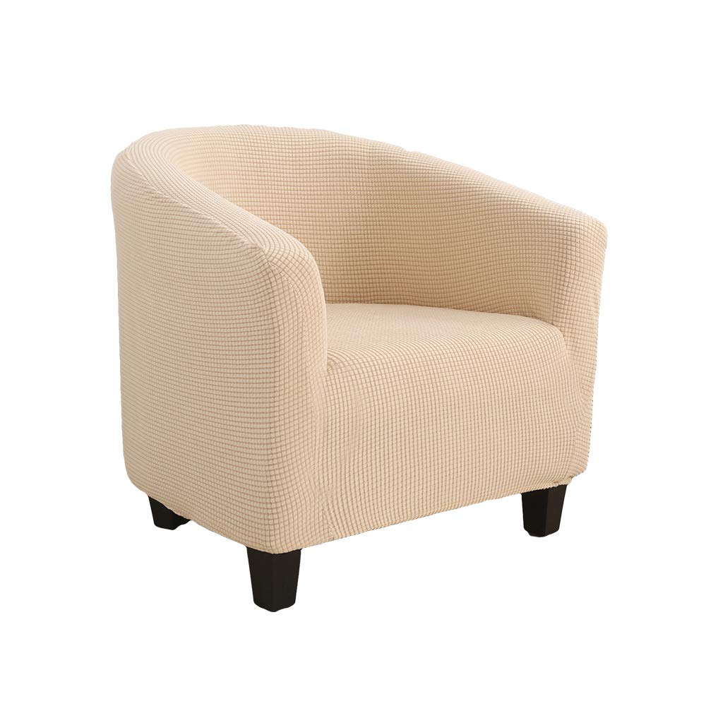 WINS Housse De Fauteuil Club Extensible 1 Place - Protection Chesterfield Lavable Amovible Noir, Ajustement Parfait Pour Canapé