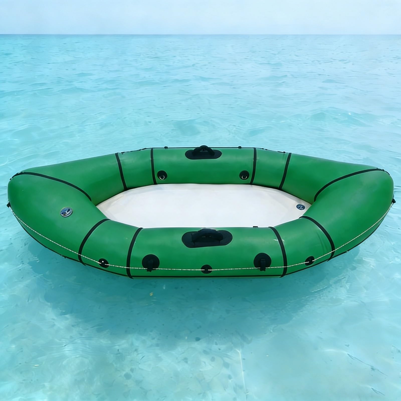Kayak inflable ultraligero con suelo de puntadas, bote de PVC, inflable rápido, suelo rígido de puntada, capacidad de 200 kg, kit de reparación, bolsa de mochila incluida