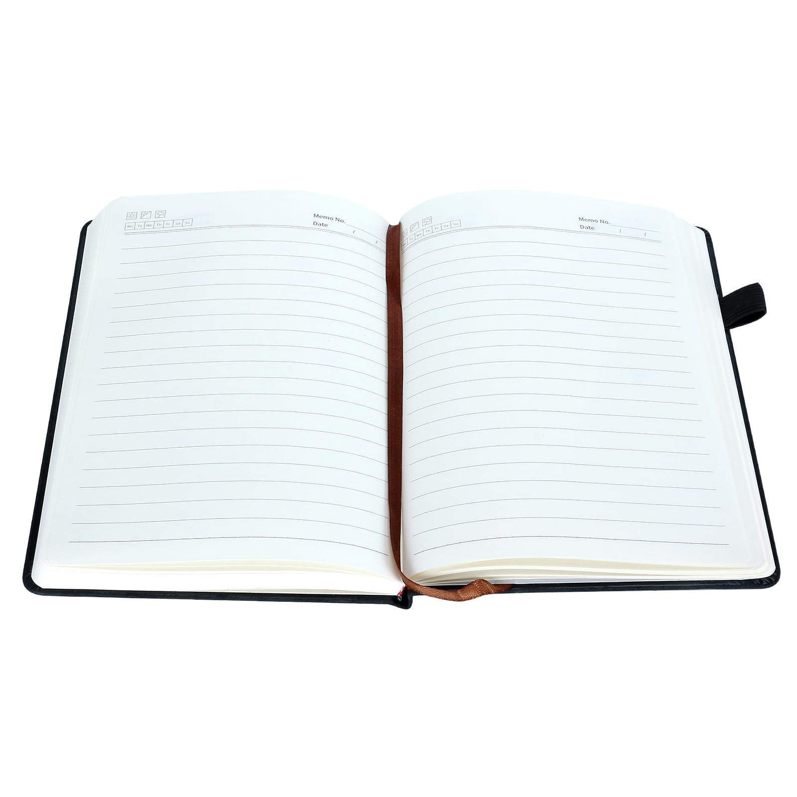 Quaderno A5 a Righe Copertina Rigida Similpelle 192 Pagine con Passante per Penna