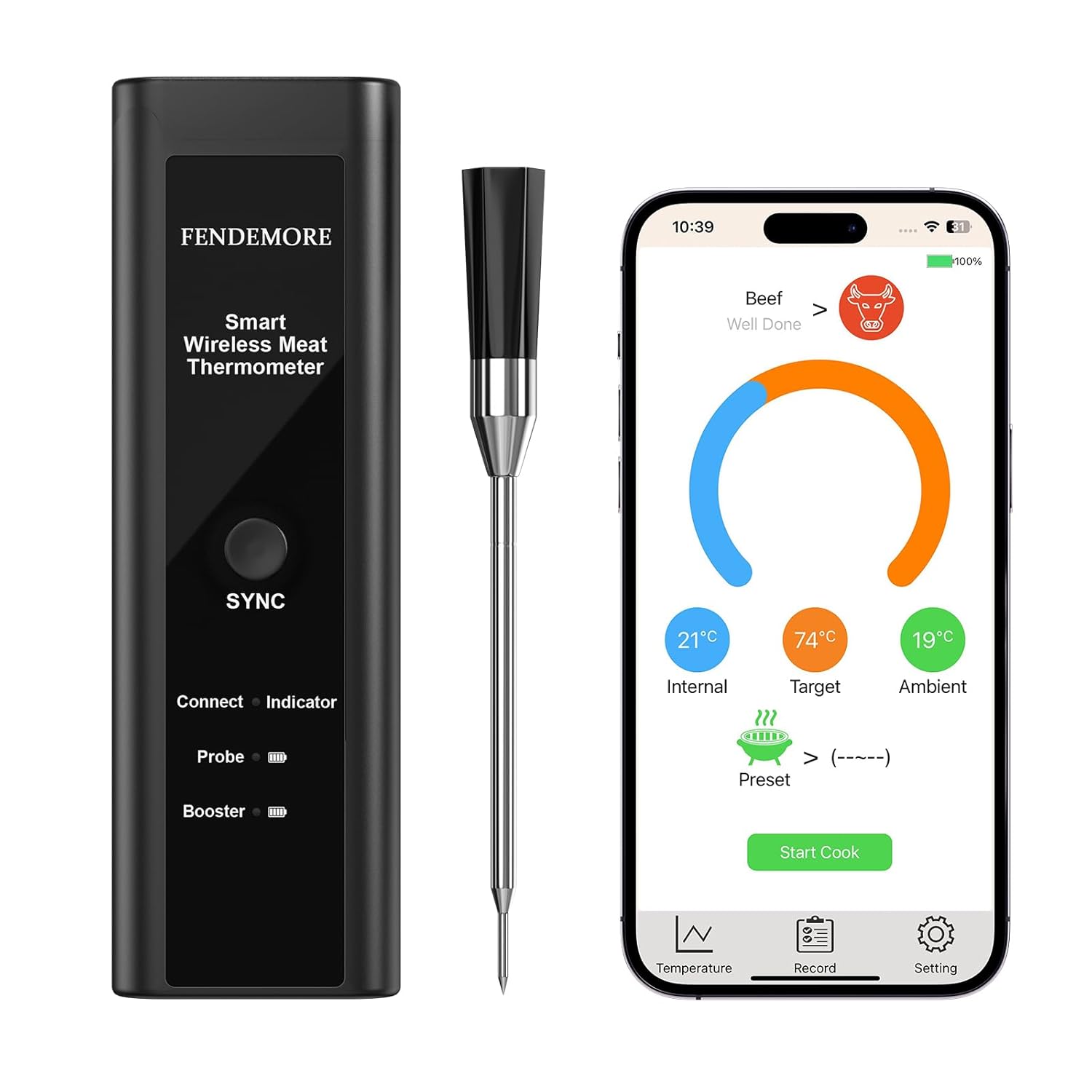 Digital Meat Thermometer, Wireless Bluetooth and Instant Read BBQ Thermometer, for Kitchen Cooking, Grilling, BBQ, Gifts.