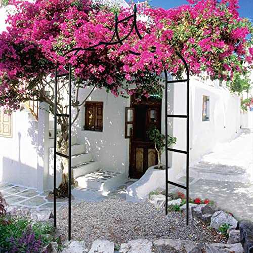 Elegreen Metal Garden Arbor 4.6 Ft Wide X 8.4 Ft High X 1.2 Ft Depth Gothic Galvanized Metal Garden Arch Climbing Plants Support Outdoor Arch Wedding Arch Party Decoration #TOP6