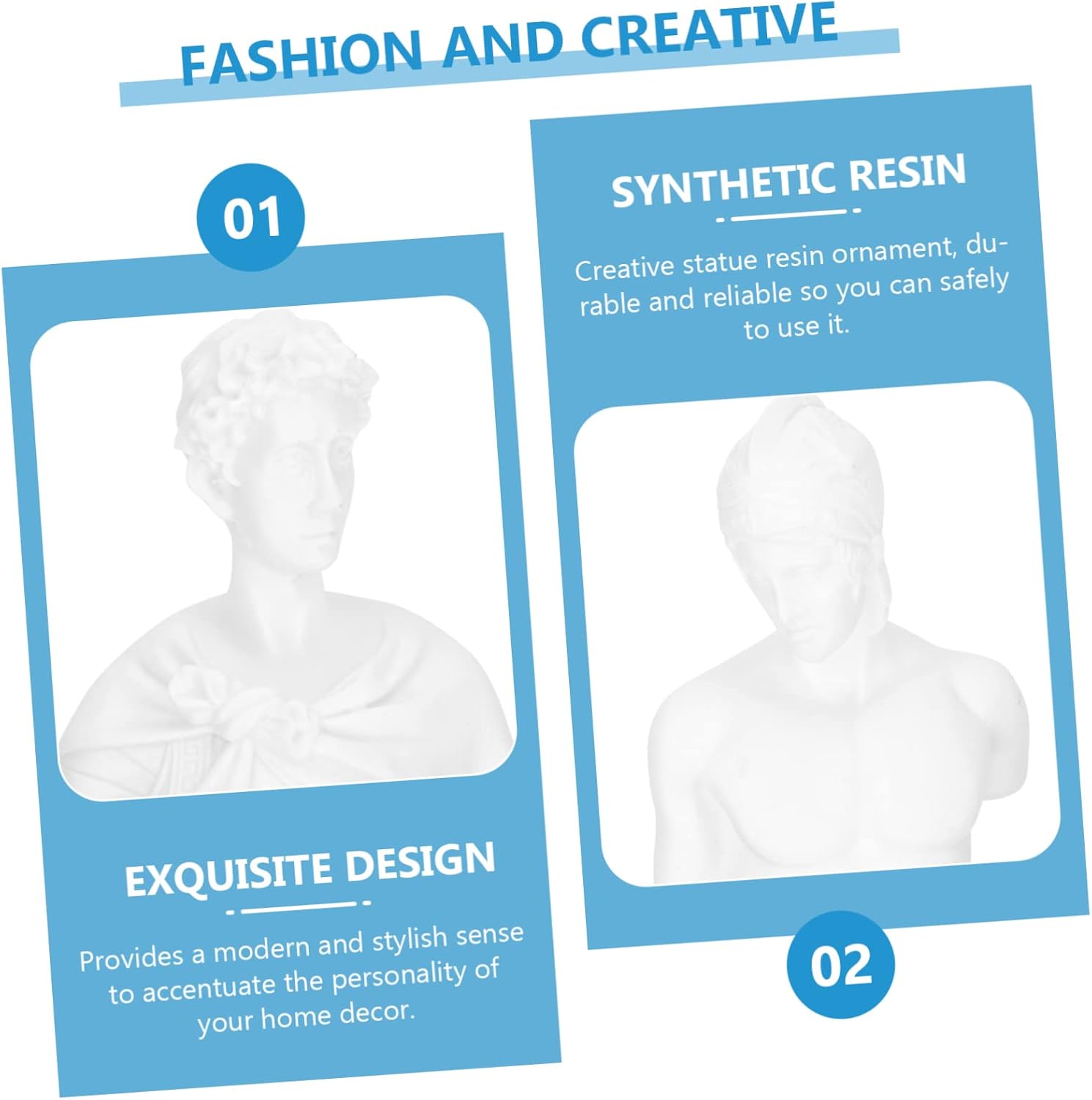 Mini Busts Sculpture Set 10pcs White Plaster Portrait Models Resin Art Decor for Home Office Teaching