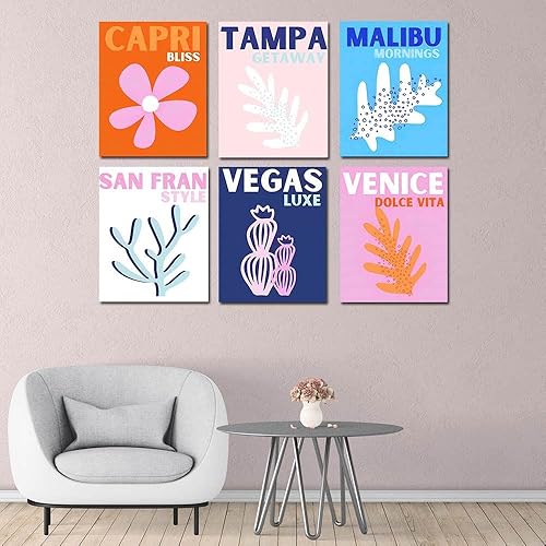 Miniatura 3 de YOWOCAL Juego de impresiones artísticas de viaje de 8 x 10 pulgadas, decoración de habitación de preppy, impresiones artísticas en lienzo estético