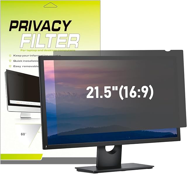 LAMA 21.5 Inch Computer Privacy Screen Filter, Universal Computer Monitor Privacy Filters (WxH:476mm*268mm), Anti-Spy/Anti-Scratch/Anti-Glare Protector for Widescreen Monitors(16:9)