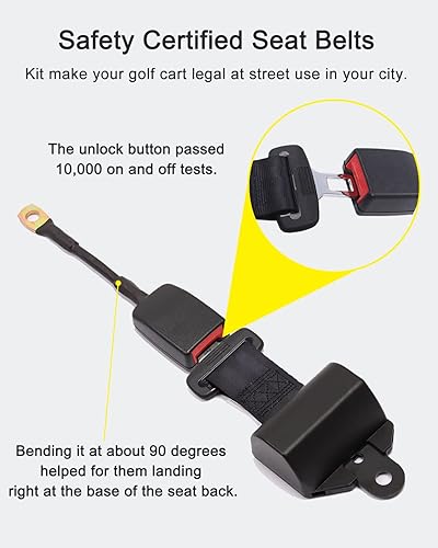Miniatura 4 de 4 cinturones de seguridad retráctiles para carrito de golf para Club Car DS EZGO TXT Yamaha Max Longitud 50" y 35" x 6.6" Kit de soporte de
