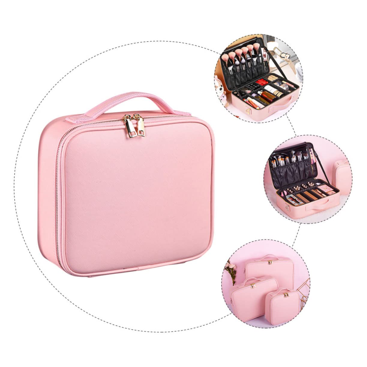 Bolsa De Cosméticos Organizador De Almacenamiento Neceseres De Maquillaje Portátil Bolsa De Aseo De Viaje Grande con Compartimentos