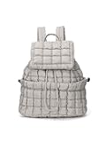 KL928 Quilted Backpack Puffer Padding Pack Top Flap With Drawstring for Women Lightweight Hiker Travel Gym Casual Daypack (Grey)