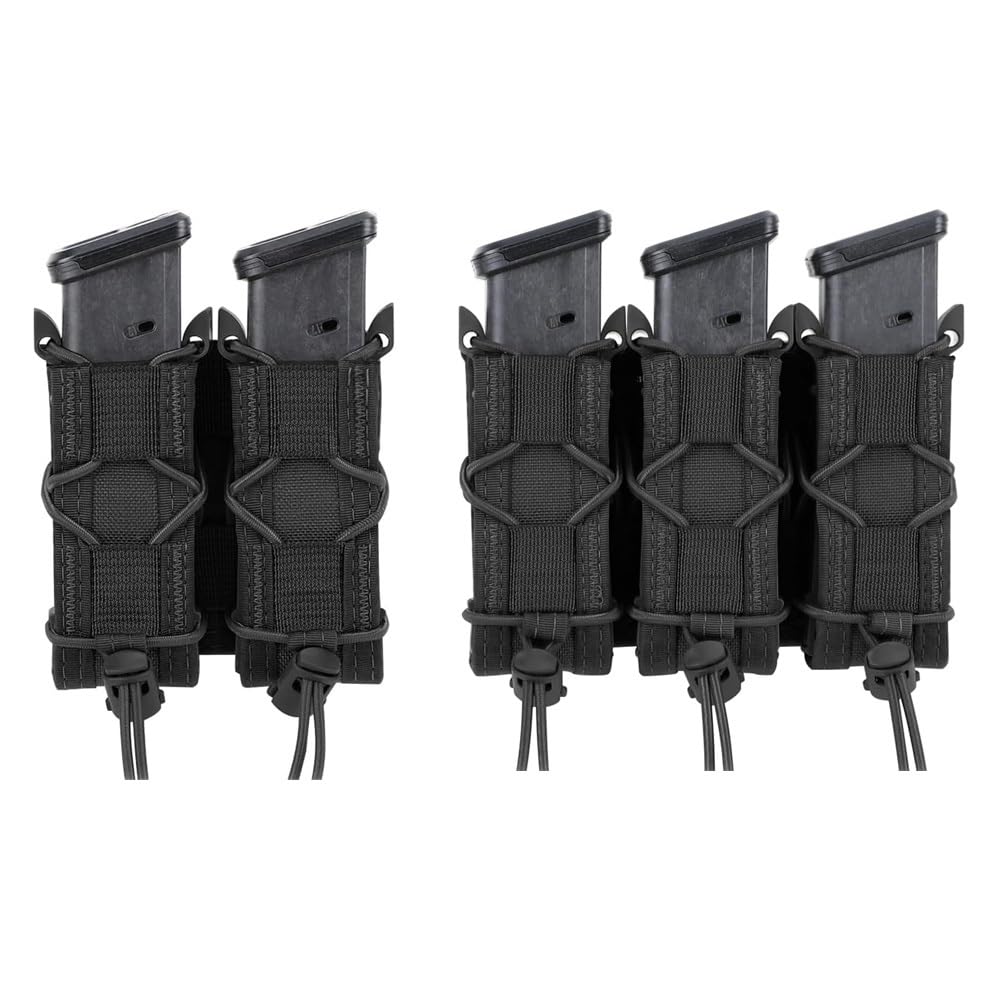 Genérico Funda Universal Doble/Triple para Cargadores de Pistola, Holster Táctico 9mm con Soporte para Linterna, Bolsa MOLLE EDC Outdoor