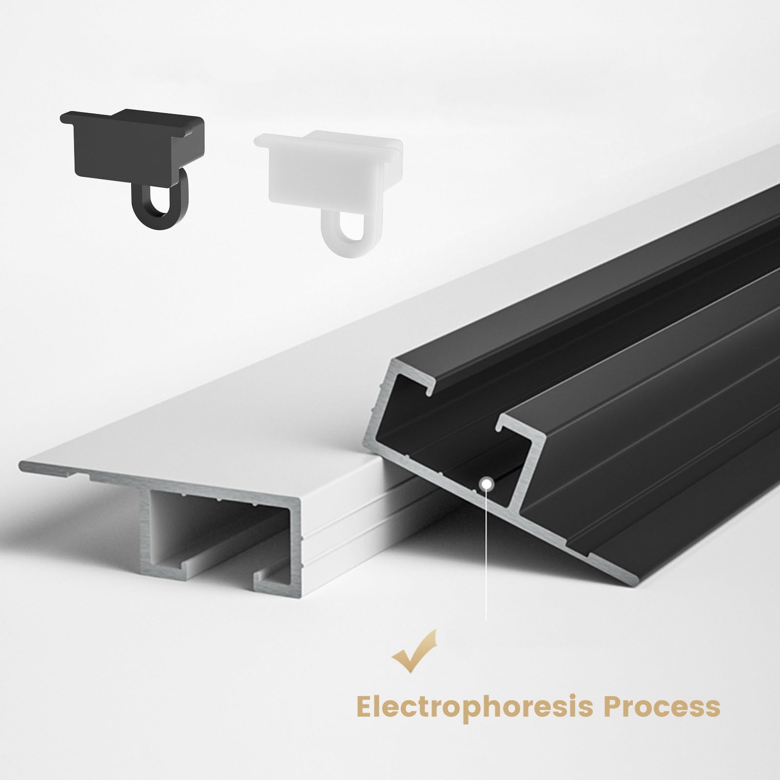 Cichy aluminiowy system szyn do zasłon, drążek przesuwny do sypialni, salonu, kuchni, łazienki, szafy, czarny, 1,10 m, regulowany drążek do zasłon