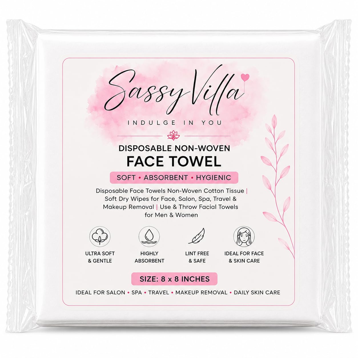 Sassyvilla 50 pcs Disposable Face towel Biodegradable White Hairdressing Towels. Salon Barbershop Salon Spa Use Travelling Beauty Parlour Hotel Use Non Woven Facial Tissue - 8x8 inch-picture-18