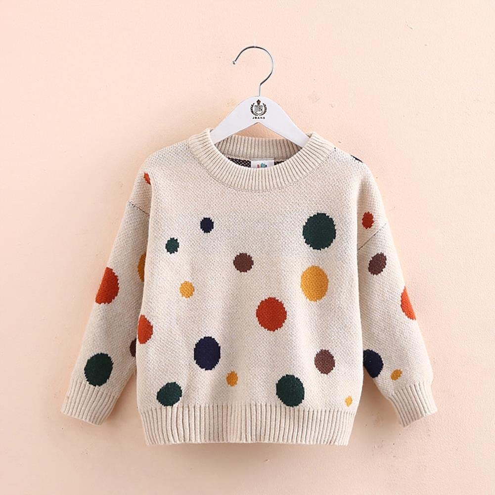 UKKO Suéter para niños Ropa para Niños De Otoño Primavera para Niños O-Cuello De Color Polka Dot Punto De Punto Suéter De Invierno
