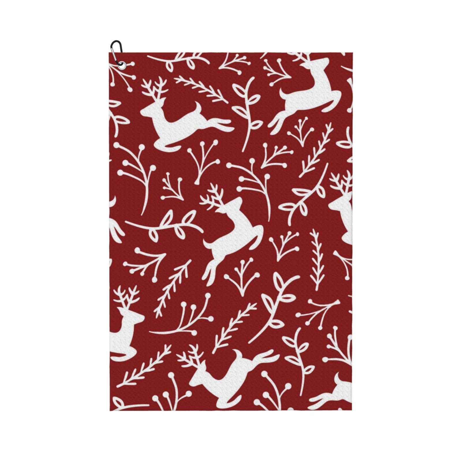 Hnnkloy Reindeer Christmas, 16x24 in Portable Waffle Golf Towels with Carabiner Clip for Golf Bag