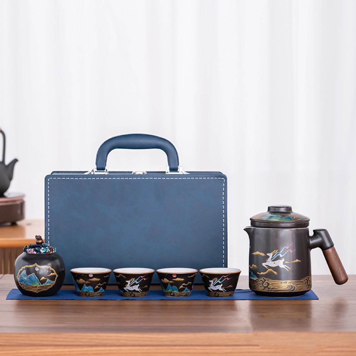 急須と湯冷まし　茶器セット 急須 急須セット200ml 丸平型急須 お茶の葉桐 急須茶器セット セラ