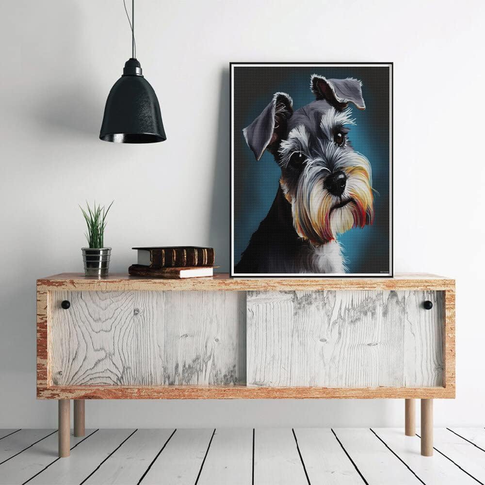 YEEIFFD New Year Gift Schnauzer Dog Adult Diamond Painting Diamond Art with Accessories and Tools, Wall Decoration Crafts, Relaxation for Christmas Valentine's Day 12x16 inch