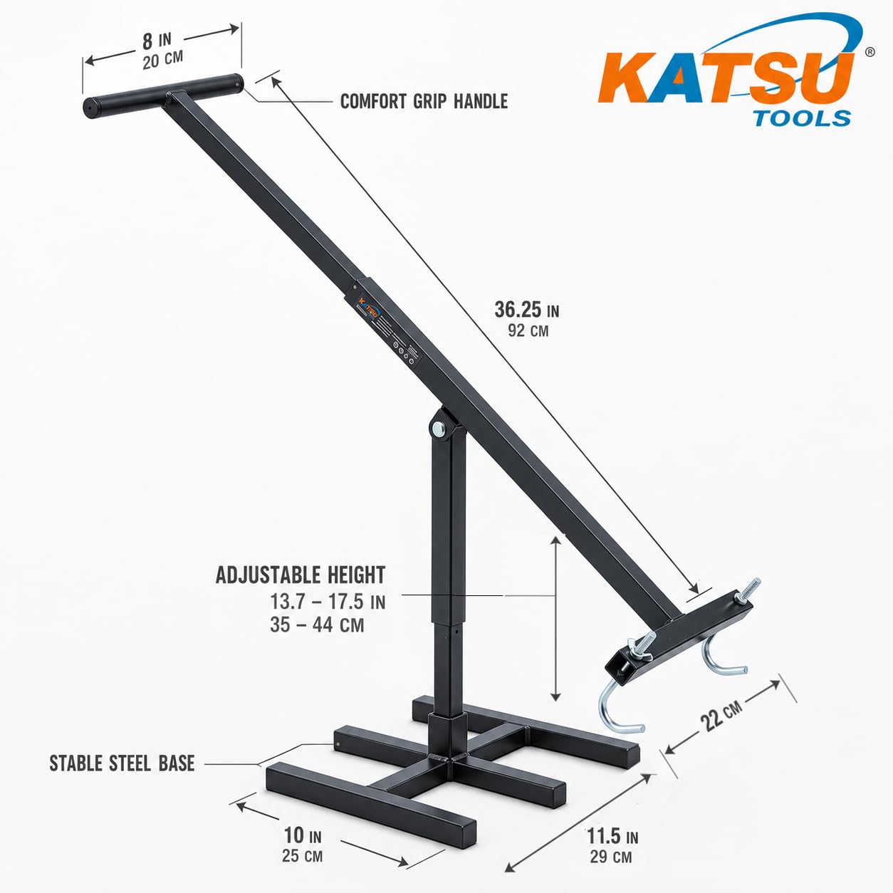 KATSU Tools Compactador de basura manual para contenedores con ruedas: altura ajustable, compatible con contenedores de basura con ruedas de 120 a 660 litros