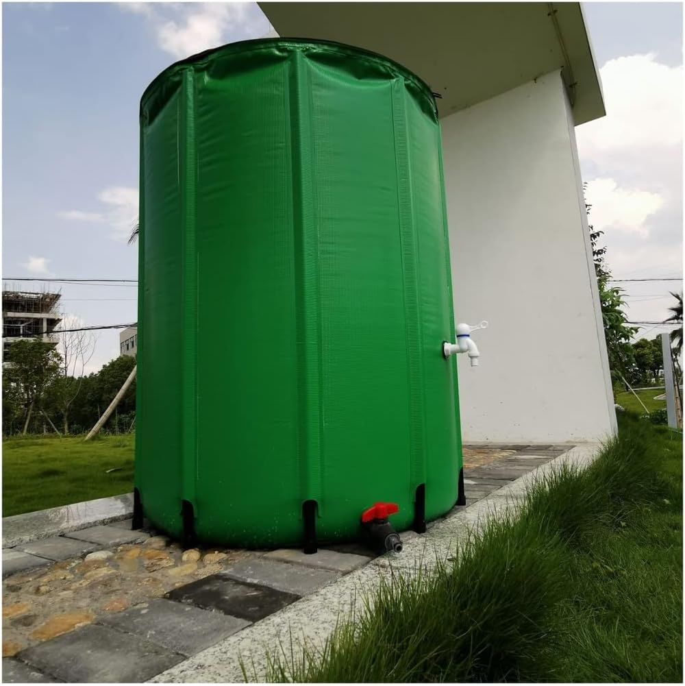 Multipurpose Foldable Rain Barrel Collapsible Outdoor Garden Tank Water Storage Container, with Spigot Filter,Green,26 Gallon