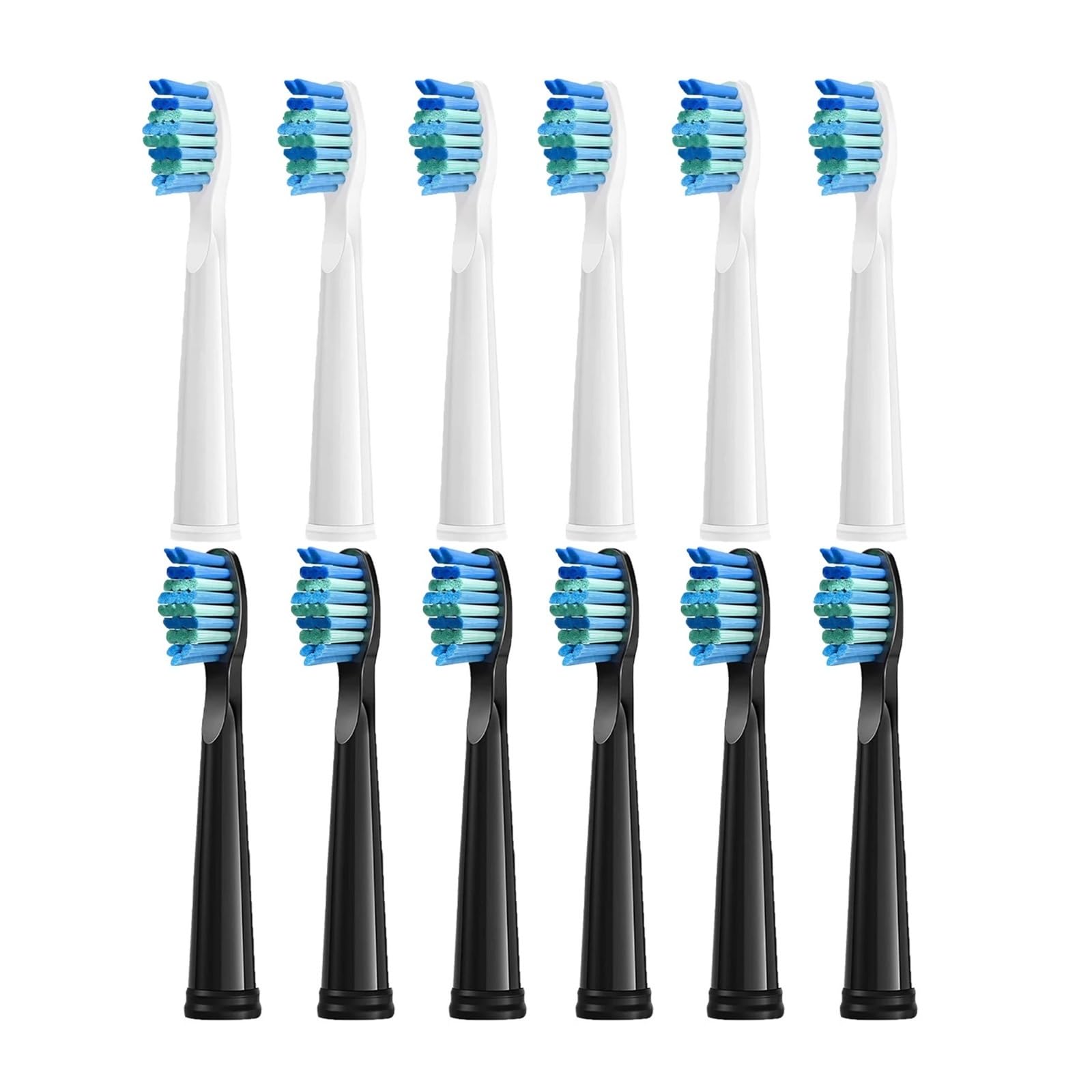 Cabezales de cepillo dental, compatible con Seago, FW507 FW508 FWD1 | 4/8/12/16 pcs, plástico, nylon, adultos, D3 D7 D8 FW515 FW551 FW917 FW959 FW2011 SG-E9(6White 6Black)