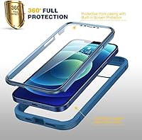 Vista 2 de Diaclara Diseñada para funda de iPhone 12 Mini, cuerpo completo resistente con protector de pantalla integrado sensible al tacto antiarañazos, funda
