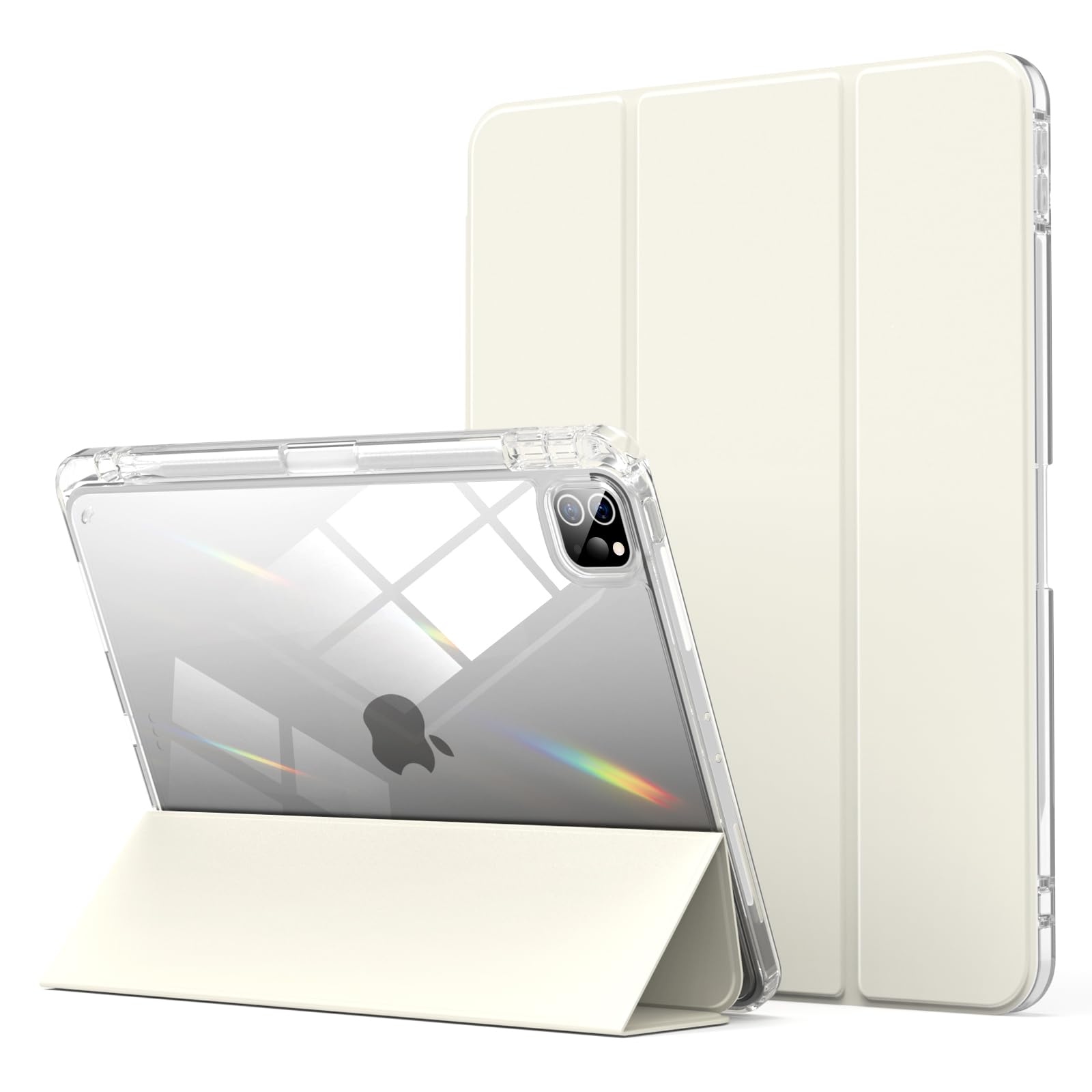 Aoub Crystal Case for iPad Pro 11 inch 4th/3rd Generation 2022/2021, Hard Clear Back with Pencil Holder, Auto Sleep/Wake Support Pencil Wireless