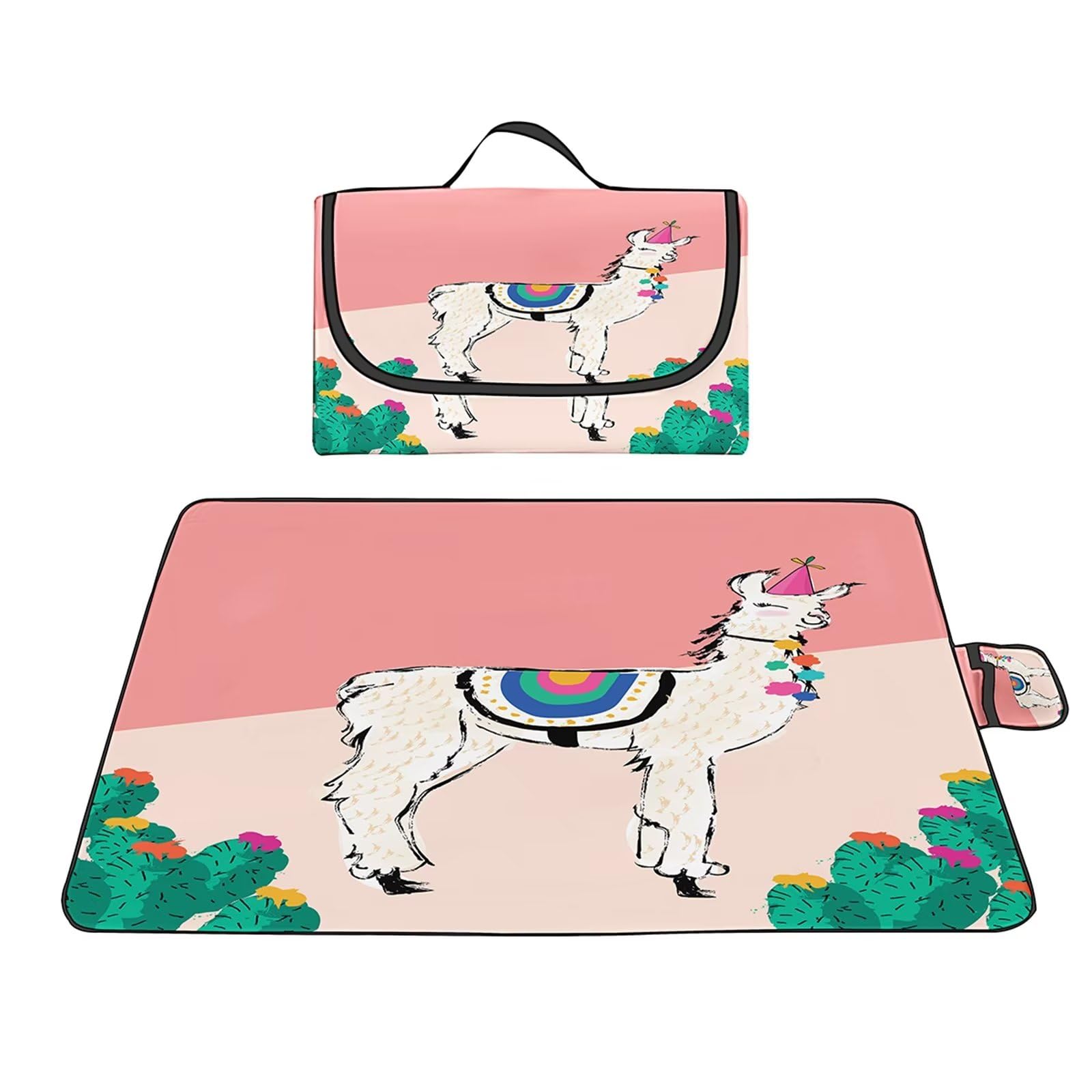 Manta de Picnic Alpaca de colores,200x300cm,Grande al Aire Libre Manta Picnic Impermeable,Colchoneta de Camping Ligera y Plegable,Lavable a Máquina,para Fiestas de Picnic,Camping,Viajes al Aire Libre