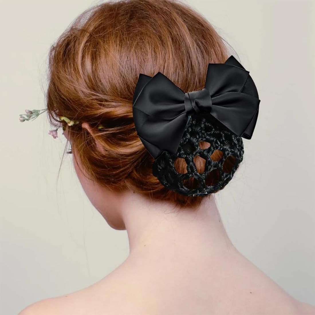 2 pezzi Ciambelle per chignon di retina per capelli spessa con fiocco, retina per capelli, retina per chignon, fascia per capelli, retina per capelli da bambina-B