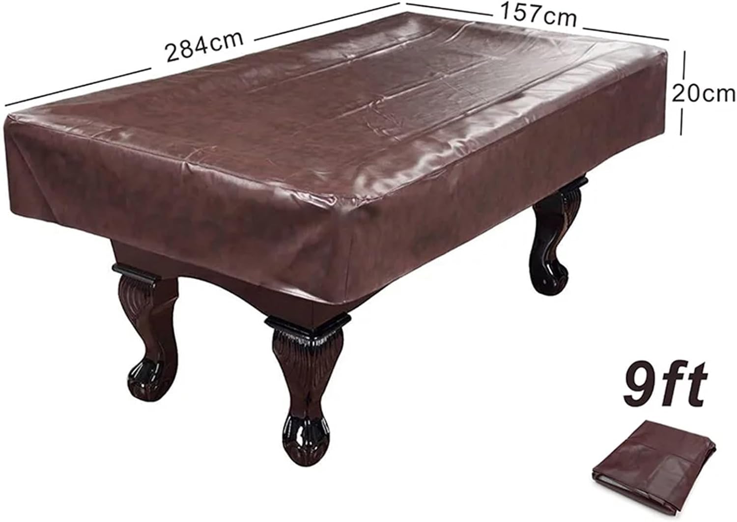 Pool Table Cover 1pc Professional Waterproof 9FT Rubber Leather Black/Brown Available Biliiard Pool Table Cover Billiard Accessories(Brown)