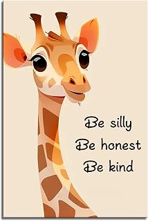 Giraffe Wall Art Cute Animal Wall Decor Giraffe Head Cartoon Posters Print on Canvas Painting Wall Art for Kids Room Nursery Toddlers Bedroom Gifts for Boys and Girls UnFrame 16x24inch(40x60cm)