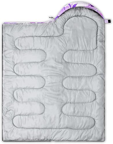 Miniatura 7 de QOOMO Saco de dormir para camping, 3 estaciones, clima cálido y fresco, ligero, saco de dormir impermeable para adultos y niños, viajes y al aire