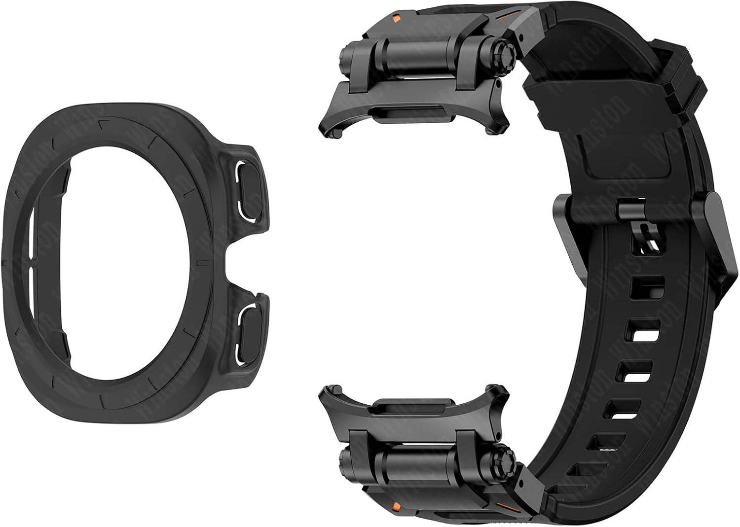 2 in 1 Strap Case for Samsung Galaxy Watch 7 Ultra 47mm Silicone Bracelet Screen Protective Case Cover for Galaxy Watch 7 Ultra WatchBands