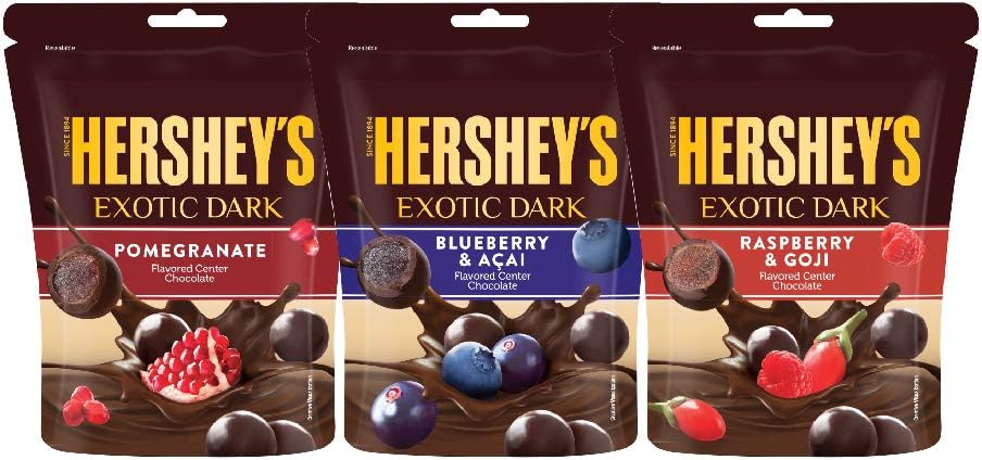 HERSHEY'S Exotic Dark Pomegranate, Blueberry, Raspberry & Goji Flavour, 1.1oz (Pack of 6)