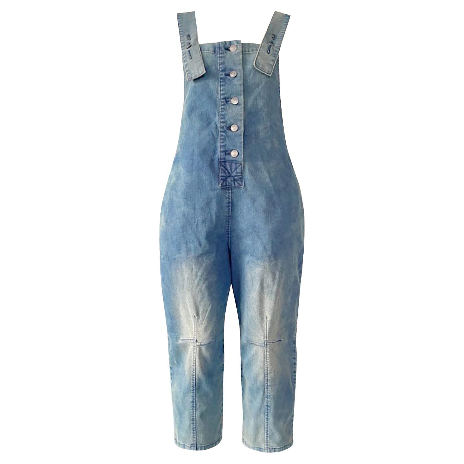 Pantalones vaqueros con peto para mujer, corte holgado, con varios bolsillos, pantalones largos de mezclilla de piernas anchas, pantalones de peto rectos de pierna ancha, mono