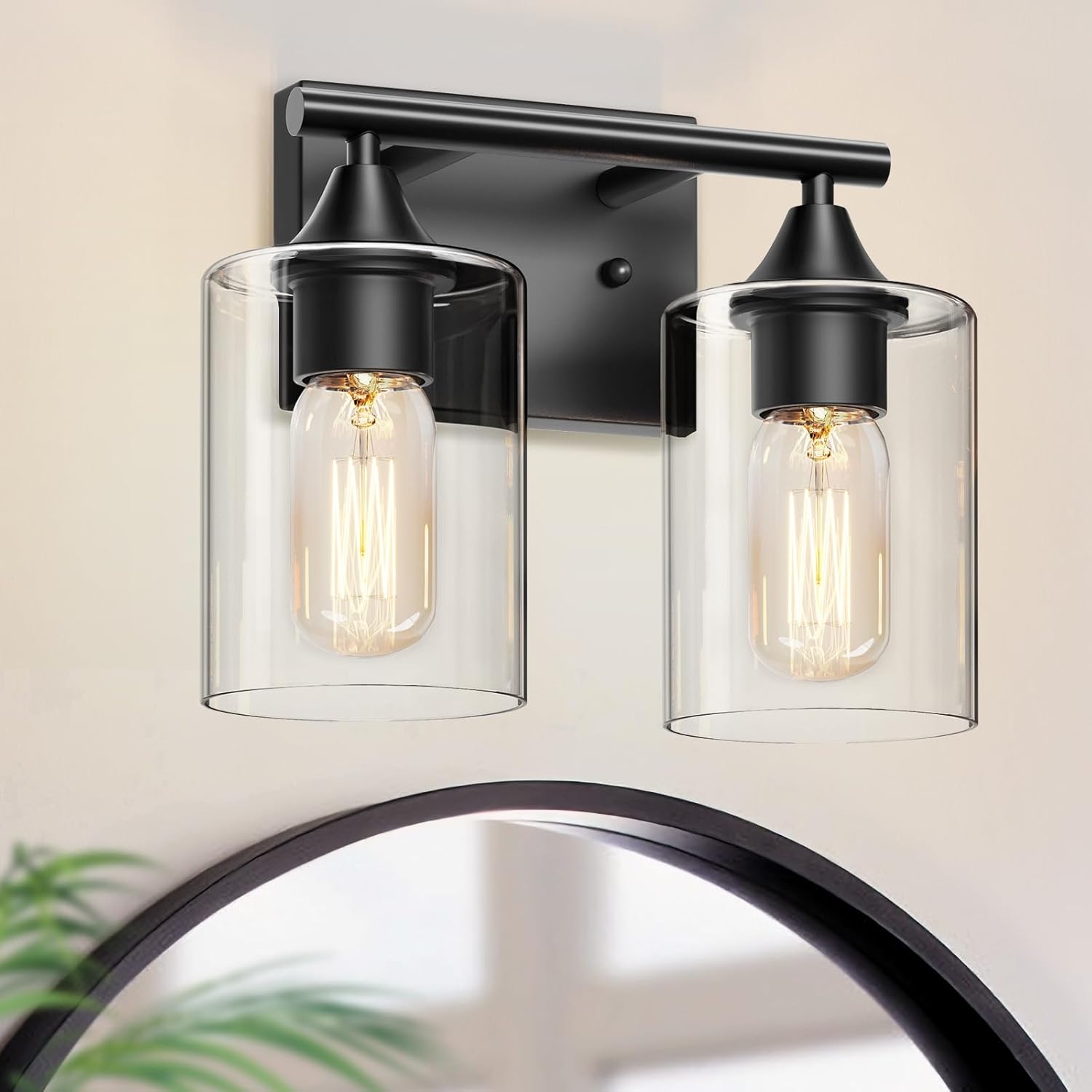Vanity Lighting Fixtures,2-Light Bathroom Lights Over Mirror,Modern Sconces Wall Lighting with Clear Glass Shade,Light Fixture for Bathroom Bedroom Living Room Vanity Table Hallway